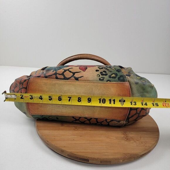 Anna Anuschka Butterfly Painted Leather Shoulder Tote Bag Satchel Purse Handbag - Picture 10 of 16